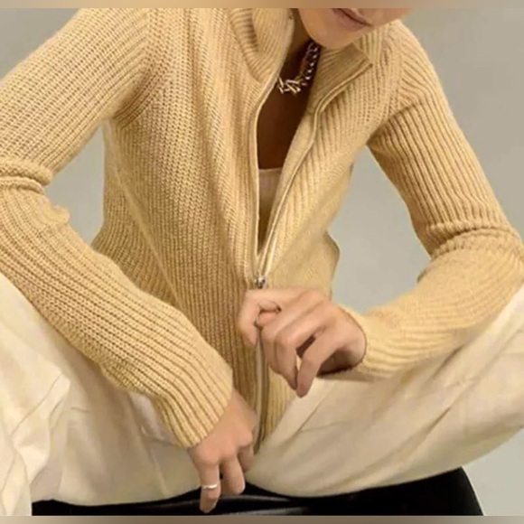 Lauren Ralph Lauren Sweaters - Lauren Ralph Lauren Tan Zip-Up Cardigan